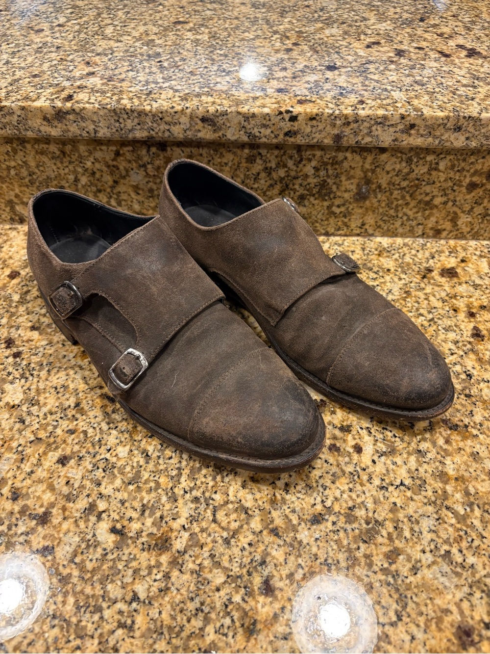 Thursday Boot Company Saint Mens 9 Double Monk Strap Brown Suede Shoe Cap Toe